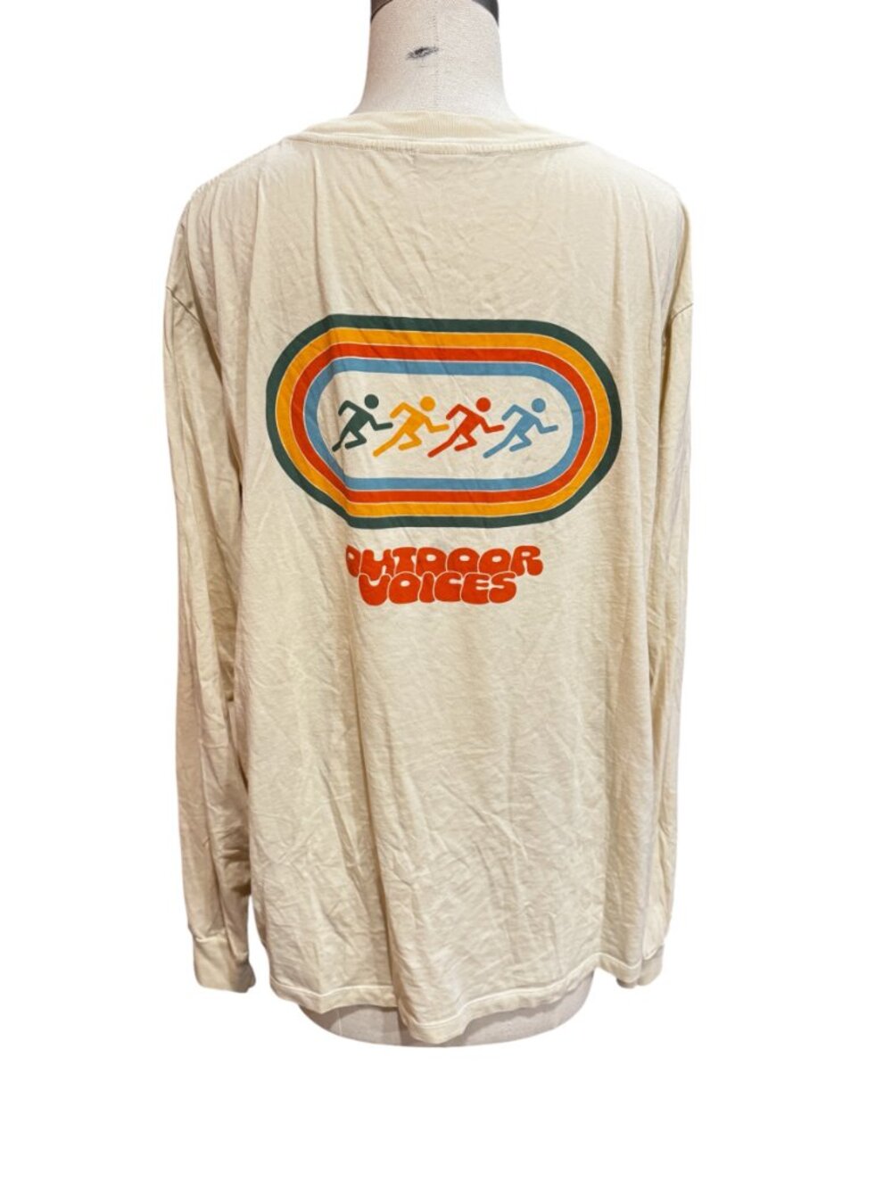 Outdoor Voices Take A Lap Long Sleeve Graphic Tee XL Beige Retro - Picture 5 of 5